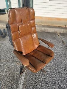 60 S Mid Century Modern Homecrest Wire Lounge Arm Chair Eames Style Leather Mcm
