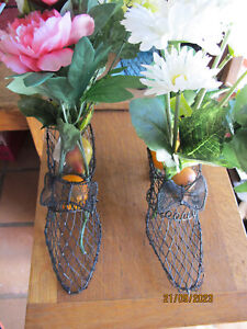 Antique Shoe Woven Metal Wire Basket