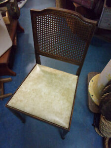 Airstream 4 Vintage Leg O Matic Folding Wood Chairs Cane Backs Queen Anne Style