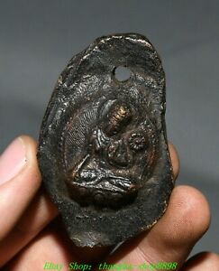 Old Tibetan Bronze Temple White Tara Guanyin Goddess Buddha Amulet Pendant
