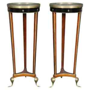 Fine Pair Of John Widdicomb Brass And Faux Marble Painted French Empire Stands