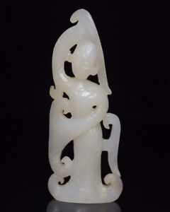 Certifie Natural Hetian Jade Hand Carved Exquisite Dancer Statue 15495