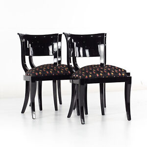 Klismos Style Mid Century Black Lacquer Dining Chairs Set Of 4