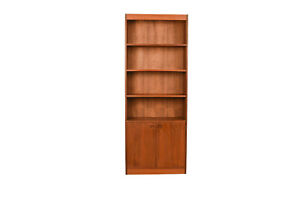 Mid Century Walnut Hutch Bookcase Cabinet