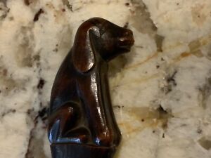 Antique European Black Forest Lovely Hand Carved Wood Knife Dog