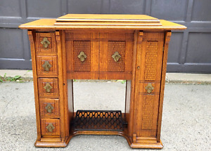 Antique Singer Sewing Machine Oak Parlor Cabinet Persian Model 27 C1894