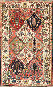 Vegetable Dye Garden Design Bakhtiari Vintage Handmade Wool Area Rug 4x5 Carpet