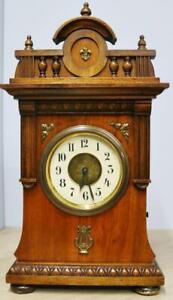 Rare Antique German 8 Day Junghans Musical Alarm Bracket Clock With 6 Cylinders