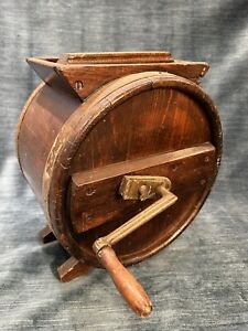 Antique Primitive Wood Butter Churn Iron Crank Barrel Style 15 X 15 X 13 