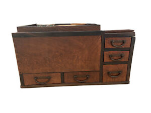 Price Reduction Antique Japanese Hibachi Tea Chest Copper Lined With Glass Top