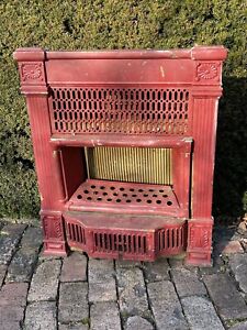 Large Metal Gas Fireplace Insert Grate Ornate Victorian Furnace Heat Antique