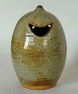 Japanese Pottery Flower Vase Gray Brown H12 5cm 4 92 Vintage