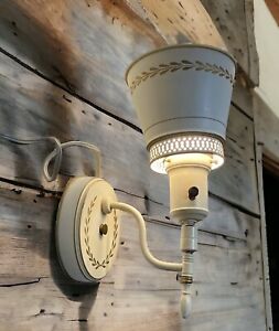 Vintage Wall Mount Toleware Adjustable Lamp Sconce