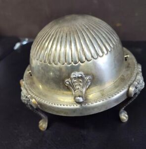 Vintage 1883 F B Rogers 273 Dome Roll Top Lion Footed Caviar Butter Dish 4103