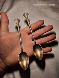 Rare Antique Russian Ivan Semenovich Gubkin 84 Silver Pair Spoon 1908
