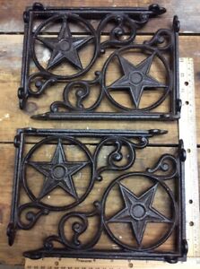 4 Star Western Texas Barn Shelf Brackets Cast Iron Rustic Antique Style 9x6 3 4