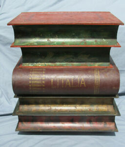 Vintage Italian Tole Stacked Books Accent End Table B 
