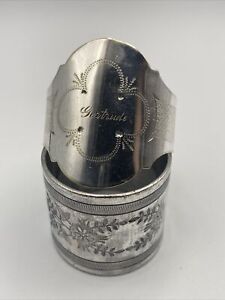 Napkin Ring Meridan Silver Plate Engaved Floral 1880 1890s American