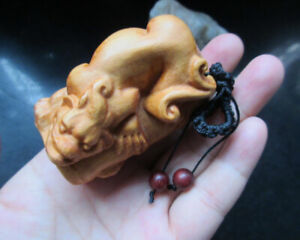 Vintage Wood Netsuke Pendants Jewelry Making Beast Pixiu Statue Figures 233