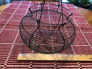Antique Vintage French Wire Egg Basket 10 Wide 2 Handles Farmhouse Must Have