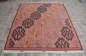 5 1 X 6 6 Handmade Vintage Afghan Turkmen Yamut Wool Persian Area Kilim Rug 5x7