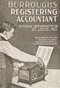 Vtg1900 Print Ad Burroughs Adding Machine Old Style Office Accounting Calculator