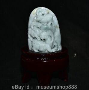 5 2 Old Chinese Jadeite Emerald Jade Carving 3 Sheep Goat Lucky Statue