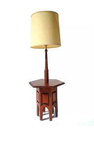 Mid Century Modern Danish Walnut Table Floor Lamp Restored Vintage Sculptural