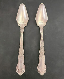 Set Of 2 Antique Rogers Aa Silver Plate Pat July 9 07 Grapefruit Spoons