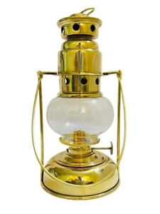 Nautical Portable Hanging Kerosene Oil Brass Ship Lantern Golden Color 