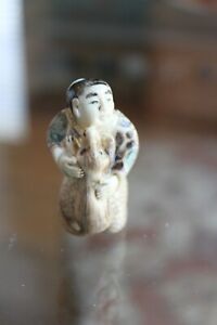 Resin Reproduction Netsuke Man With Dog Signed