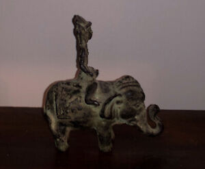 Mid 19th Cent Bronze Statuette Of Divinity Shiva Indra Rigveda Riding Elephant