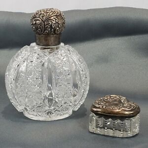 Sterling Silver 1890 London Brockwell Repousse Cut Perfume Bottle Pill Box