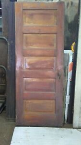 Antique Vintage Salvaged Interior Wood Wooden Door 5 Panels For Restoration 
