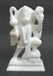 11 Inches Intricate Work Table Master Piece For Office Marble Bajrangbali Statue
