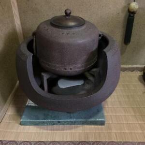 Japanese Cast Iron Tea Kettle Teapot Chagama Furo Tea Ceremony Utensils J8980
