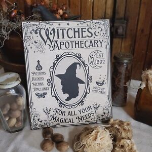 Primitive Antique Vintage Victorian Style Halloween Witches Apothecary 1692 Sign
