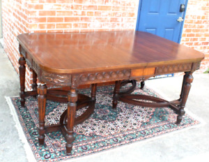 American Antique Mahogany Dining Room Table With 3 Leaf