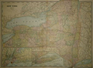 Vintage 1891 New York State Map Old Antique Original Atlas Map 22119
