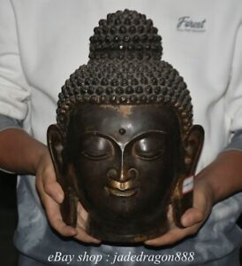 14 Rare Tibetan Buddhism Bronze Copper Shakyamuni Amitabha Buddha Head Statue