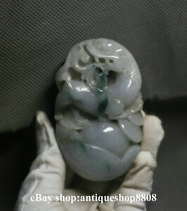 Natural Jadeite Jadite Jade Hand Carving Pixiu Beast Yuanbao Money Wealth Statue