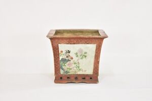 Antique Chinese Multicolored Porcelain Flower Pot Planter