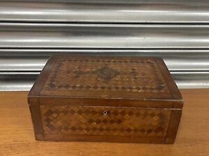 Antique Parquetry Box Requires Attention To The Hinge Area