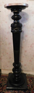 Marble Top Fern Lamp Stand Ebony With Gold Etching