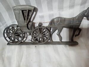 Antique Country Horse Doctor Barn Weathervane Zinc Horse Buggy Wheels Move