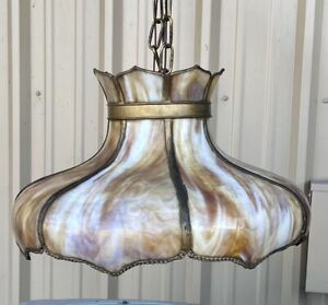 Antique Slag Glass Hanging Light