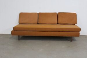Mid Century Modern Walnut Daybed Sofa On Pencil Legs