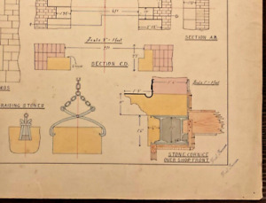 Antique Building Construction Technical Drawing Details Of Masonry 1895