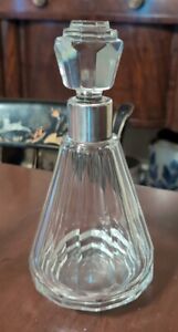 800 Silver Cut Glass Decanter Wine Bottle Panel Cut Art Deco Antique