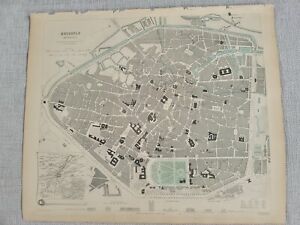 Nice Large Colored Map Of Brussels From 1846 Original 